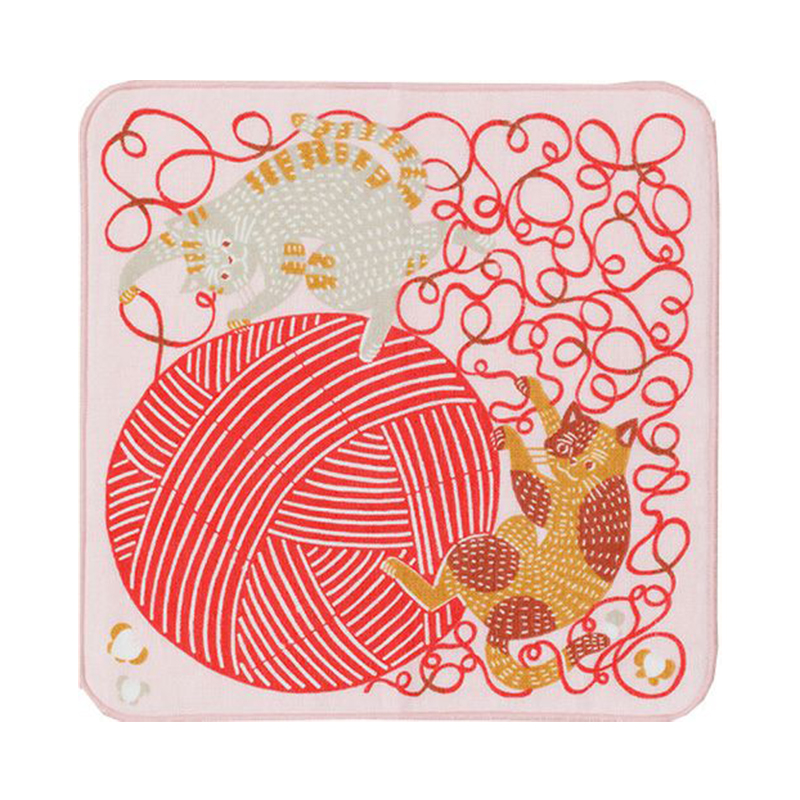 むす美 kata kata ふわふわタオル ネコと毛糸 ピンク